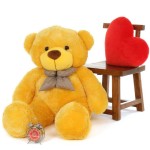 4 Feet Yellow Big Teddy Bear with a Bow
